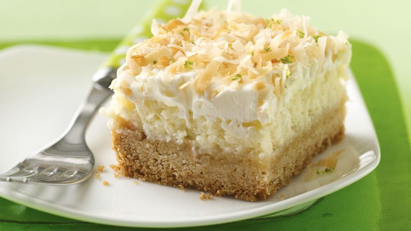 "Lime in the Coconut" Frosted Cheesecake Bars