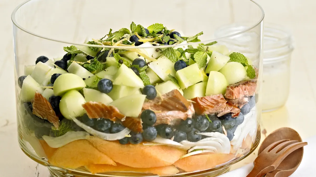 Skinny Tangy Smoked Salmon Layered Salad