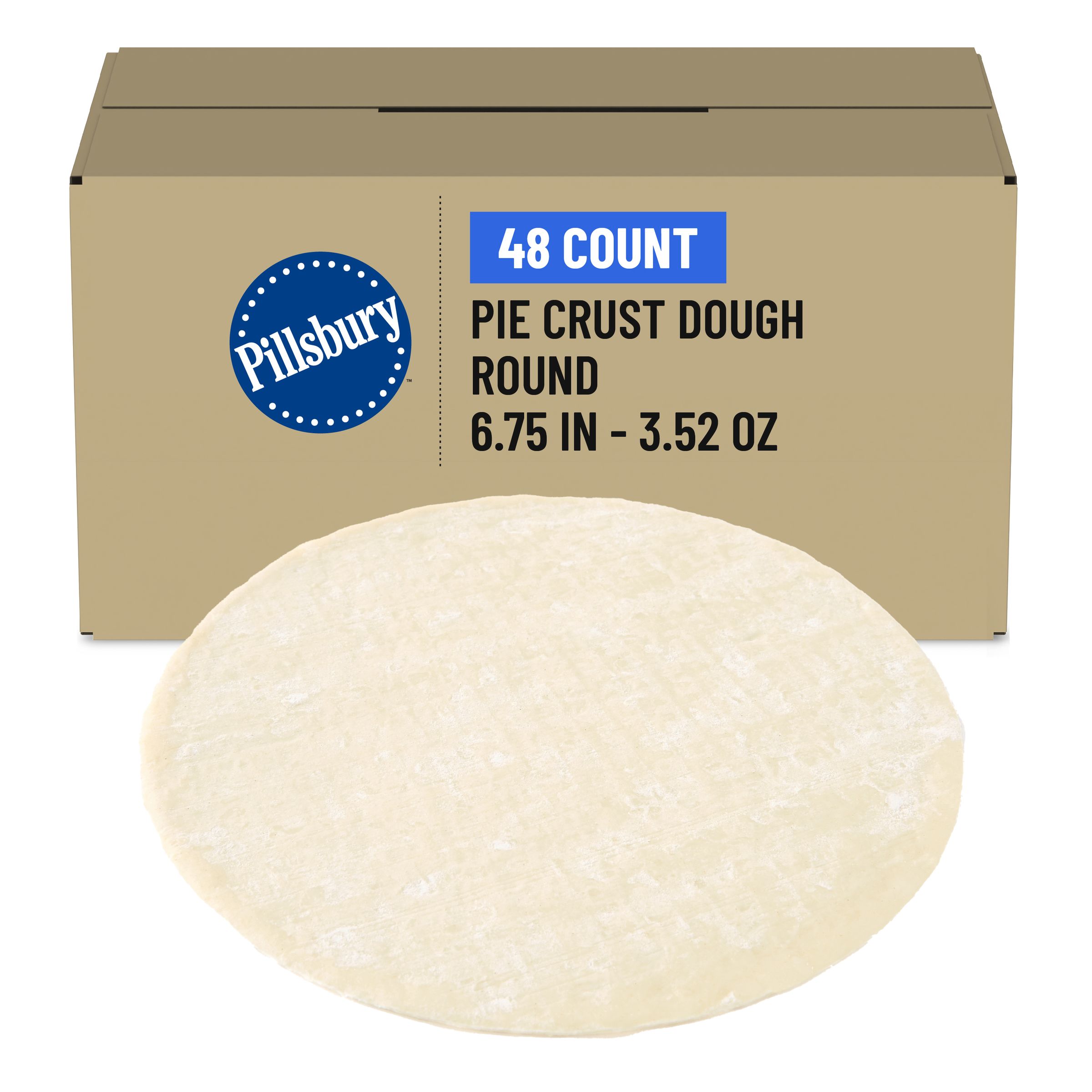  Case Optimized Hero Pillsbury Frozen Pie Crust Dough Bulk Round 6.75 in 48/3.52 OZ