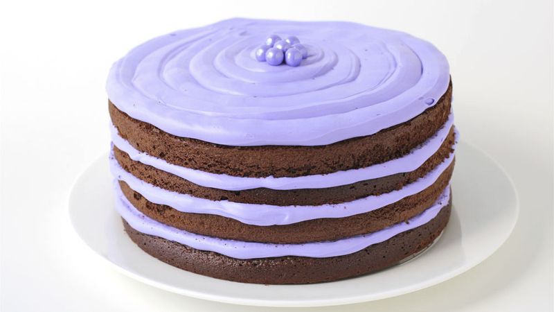 Easy Naked Chocolate Cake with Lavender Frosting