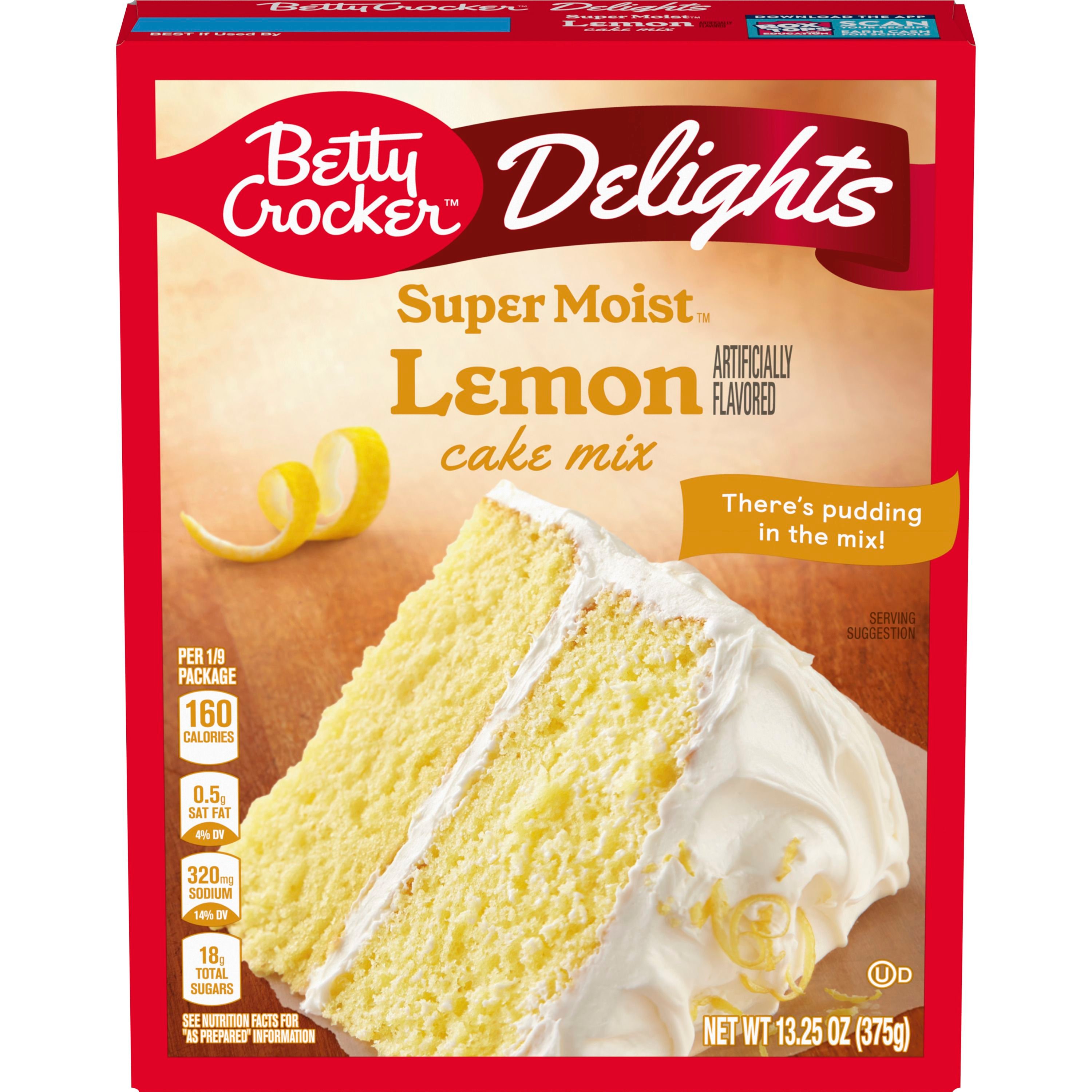 Betty Crocker Delights Super Moist Lemon Cake Mix, 13.25 oz. - Front