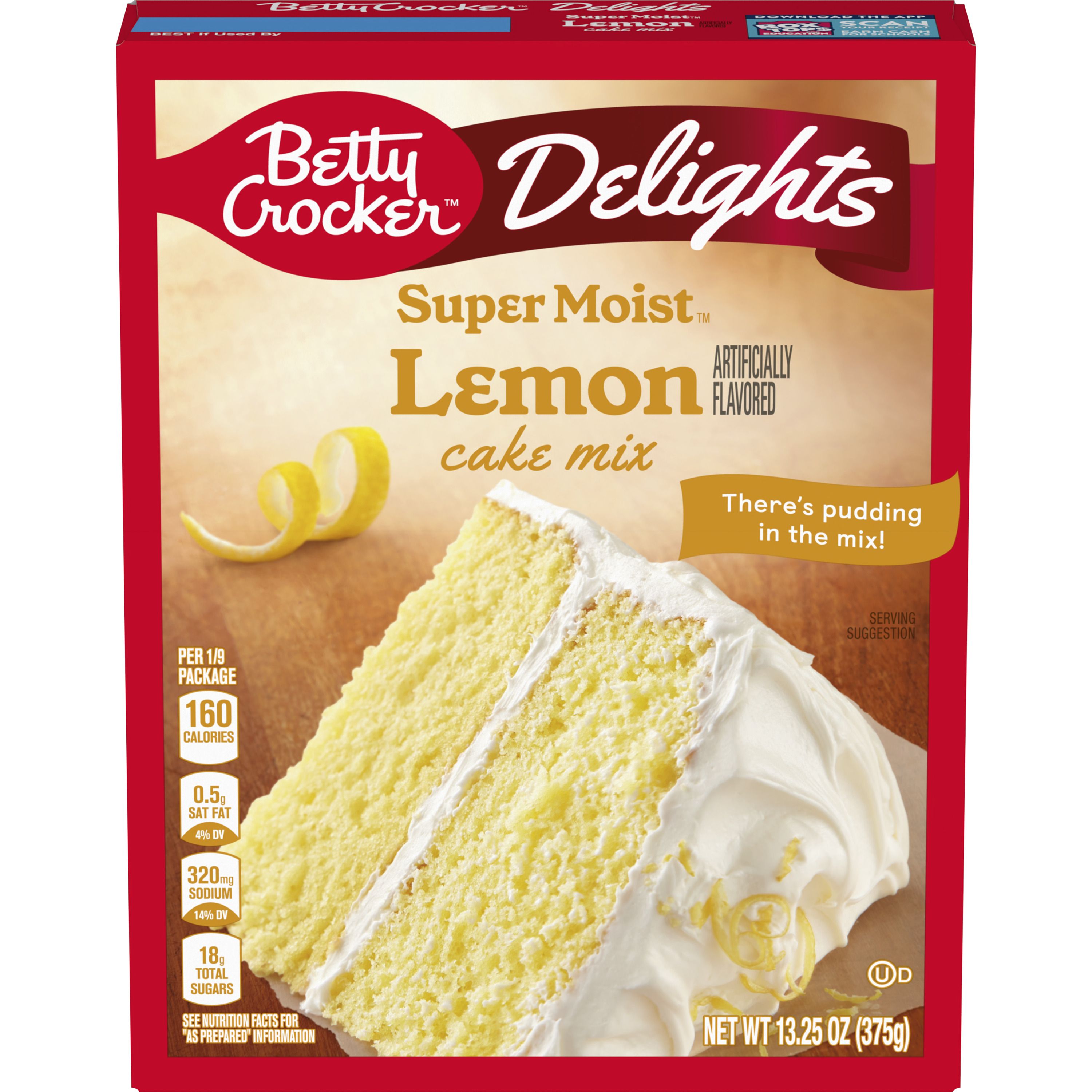 Betty Crocker Delights Super Moist Lemon Cake Mix, 13.25 oz. - Front