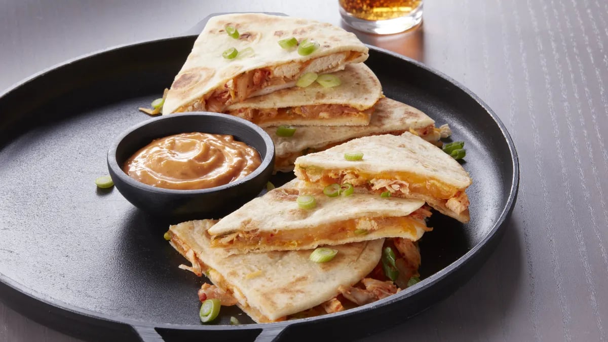 Kimchi Chicken Quesadillas