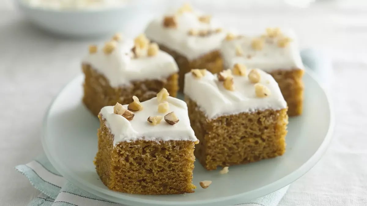 Pumpkin-Spice Bars with Cream Cheese Frosting