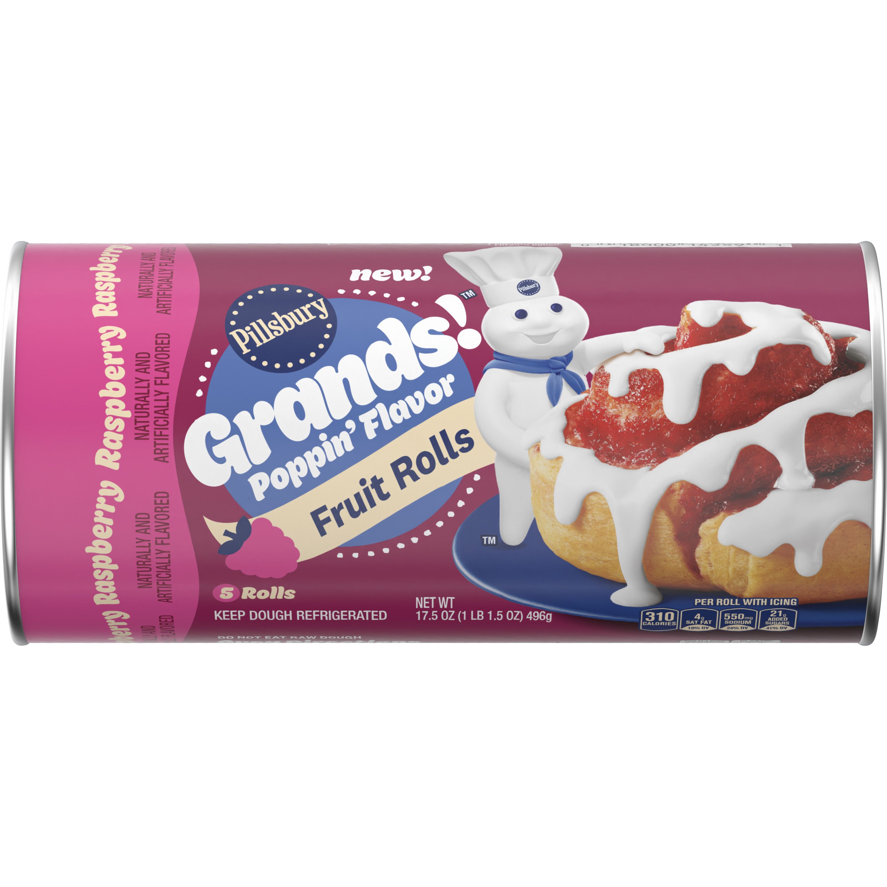Pillsbury™ Grands!™ Poppin’ Flavor Fruit Rolls Raspberry - Front