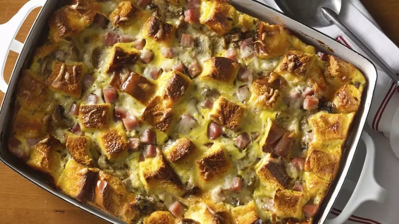 Ham and Mushroom Egg Casserole