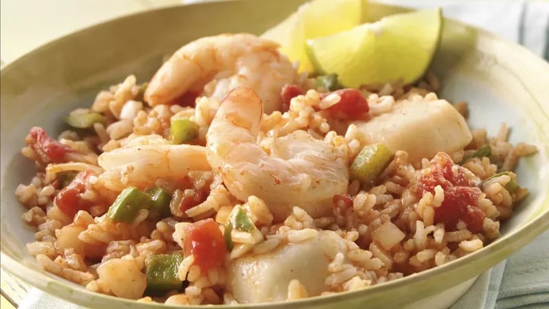 Grilled Seafood Jambalaya Foil Packs