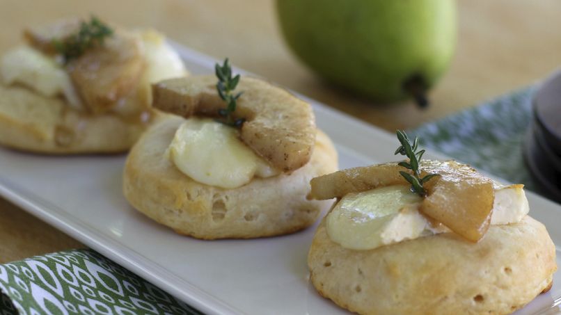 Biscuits Topped with Pear and Brie