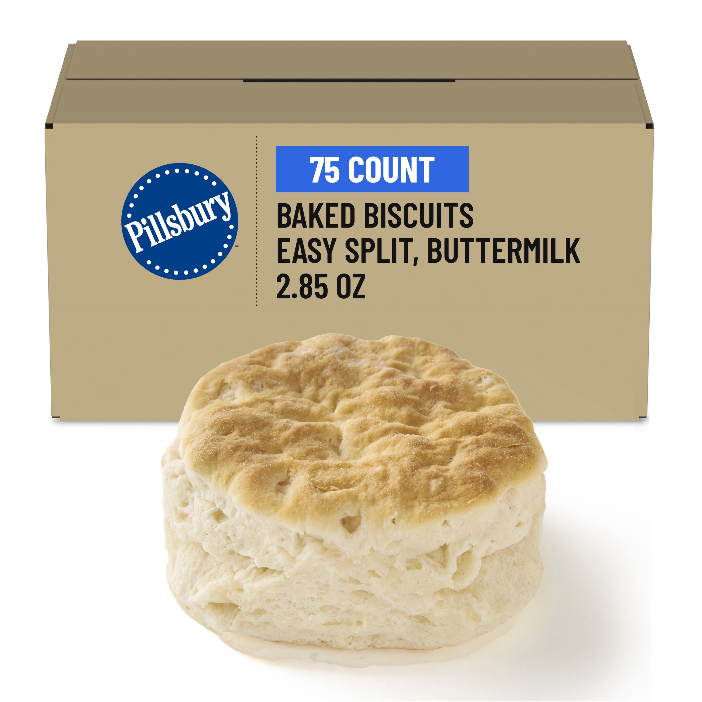  Case Optimized Hero Pillsbury Frozen Baked Biscuits Bulk Easy Split Buttermilk (75 ct) 2.85 OZ
