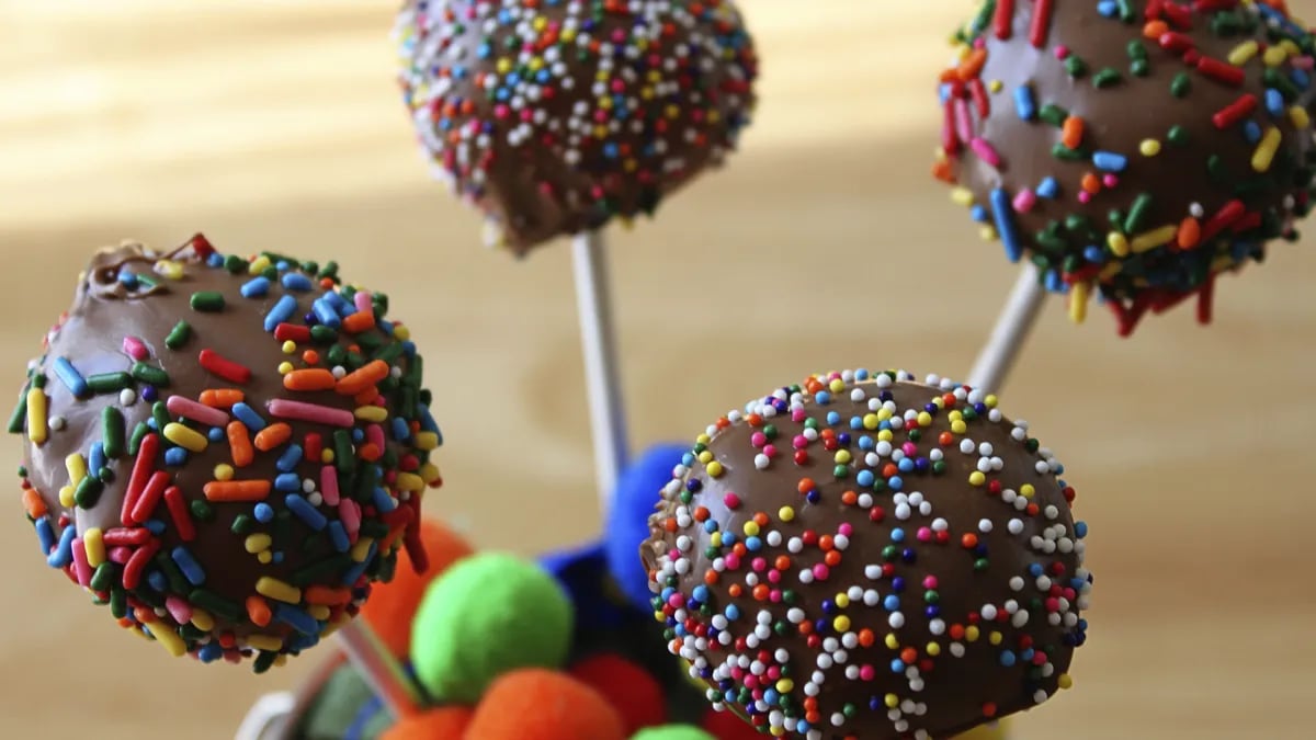 Rainbow-Sprinkled Brownie Pops