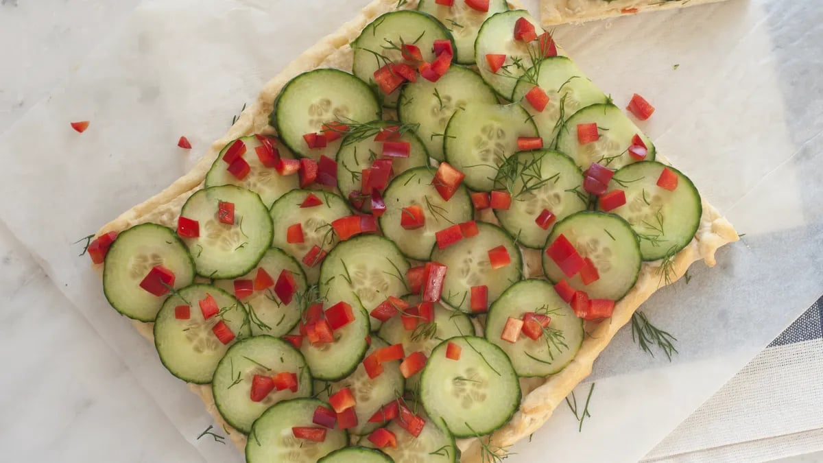 Cucumber Hummus Tart