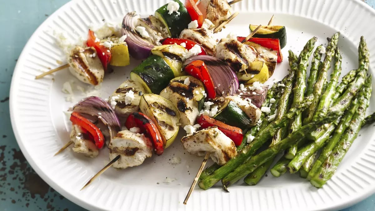 Chicken vegetable skewers hotsell