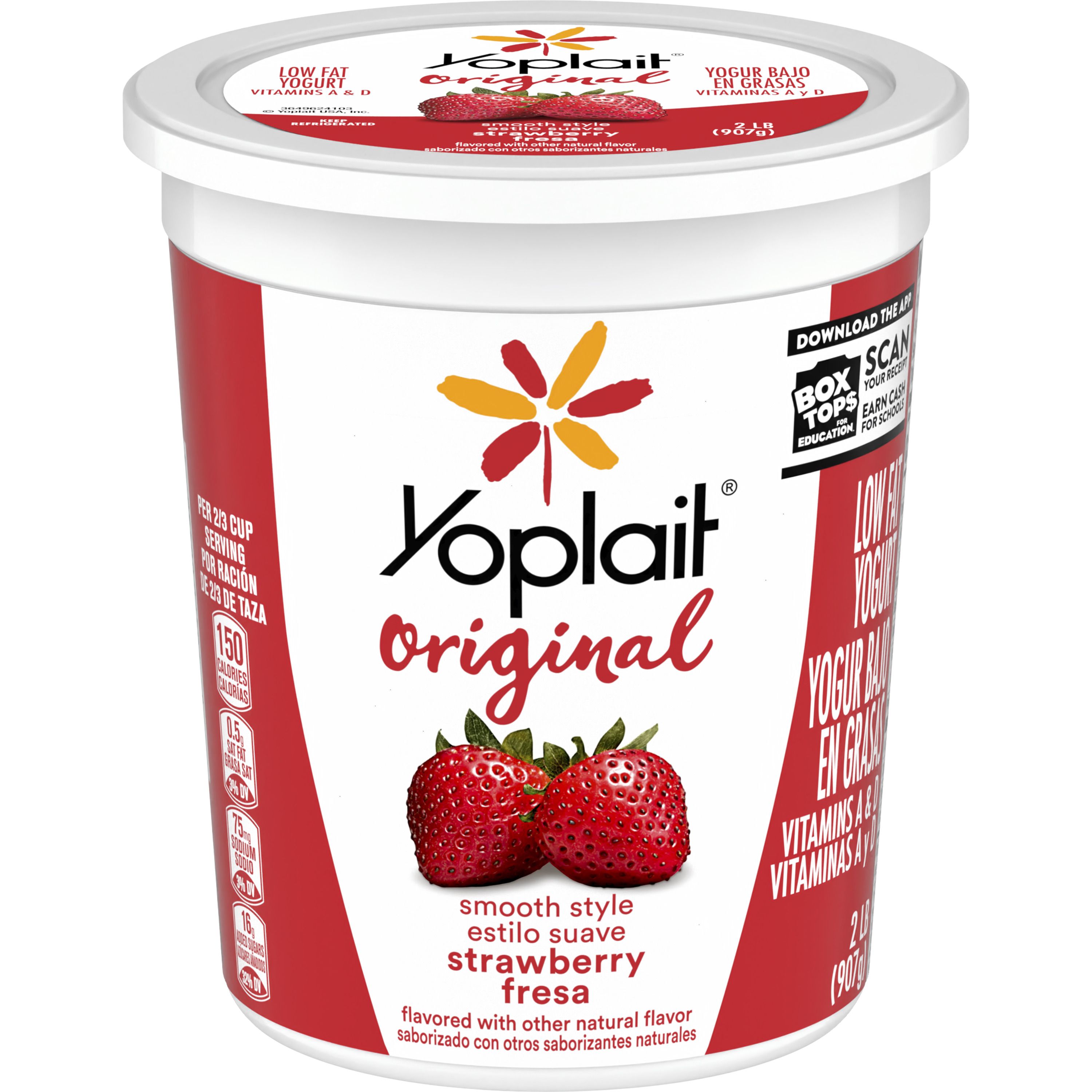 Front - 3D Yoplait Original Yogurt Bulk Tub Low Fat Strawberry 6/32 OZ