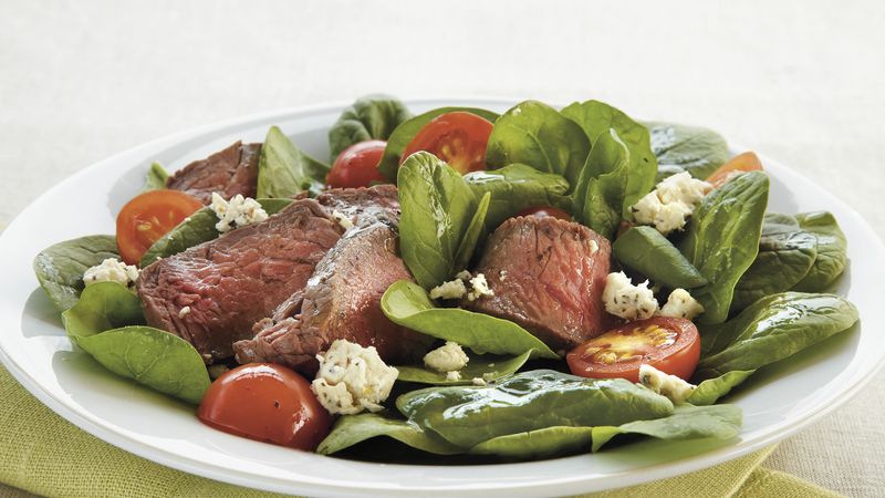 Steak and Feta Spinach Salad