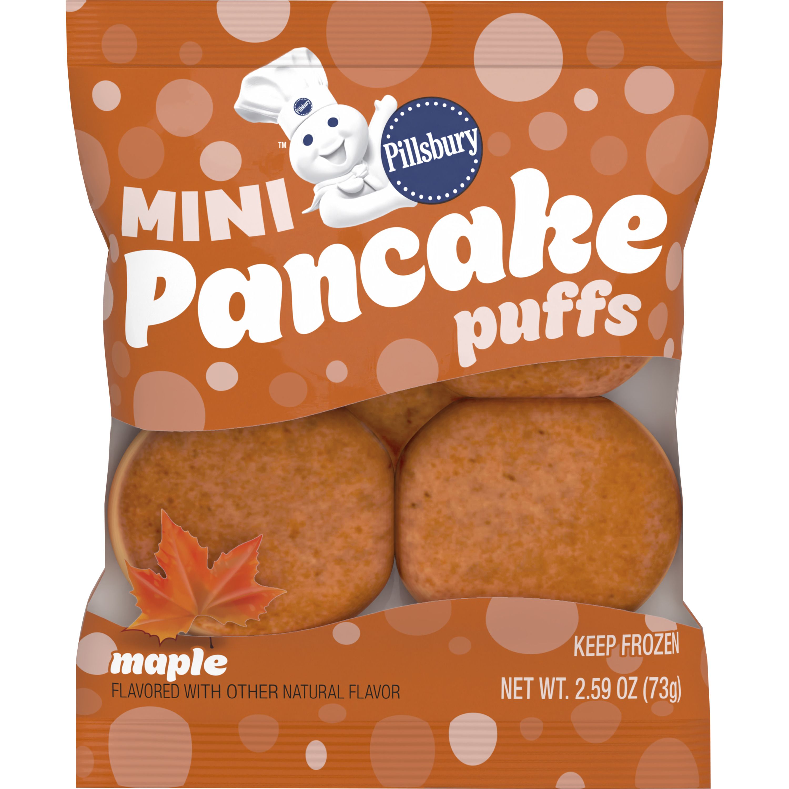 Front - 3D Pillsbury Frozen Meals Pancake Puffs Single Serve Pouch Maple 72/2.59 OZ
