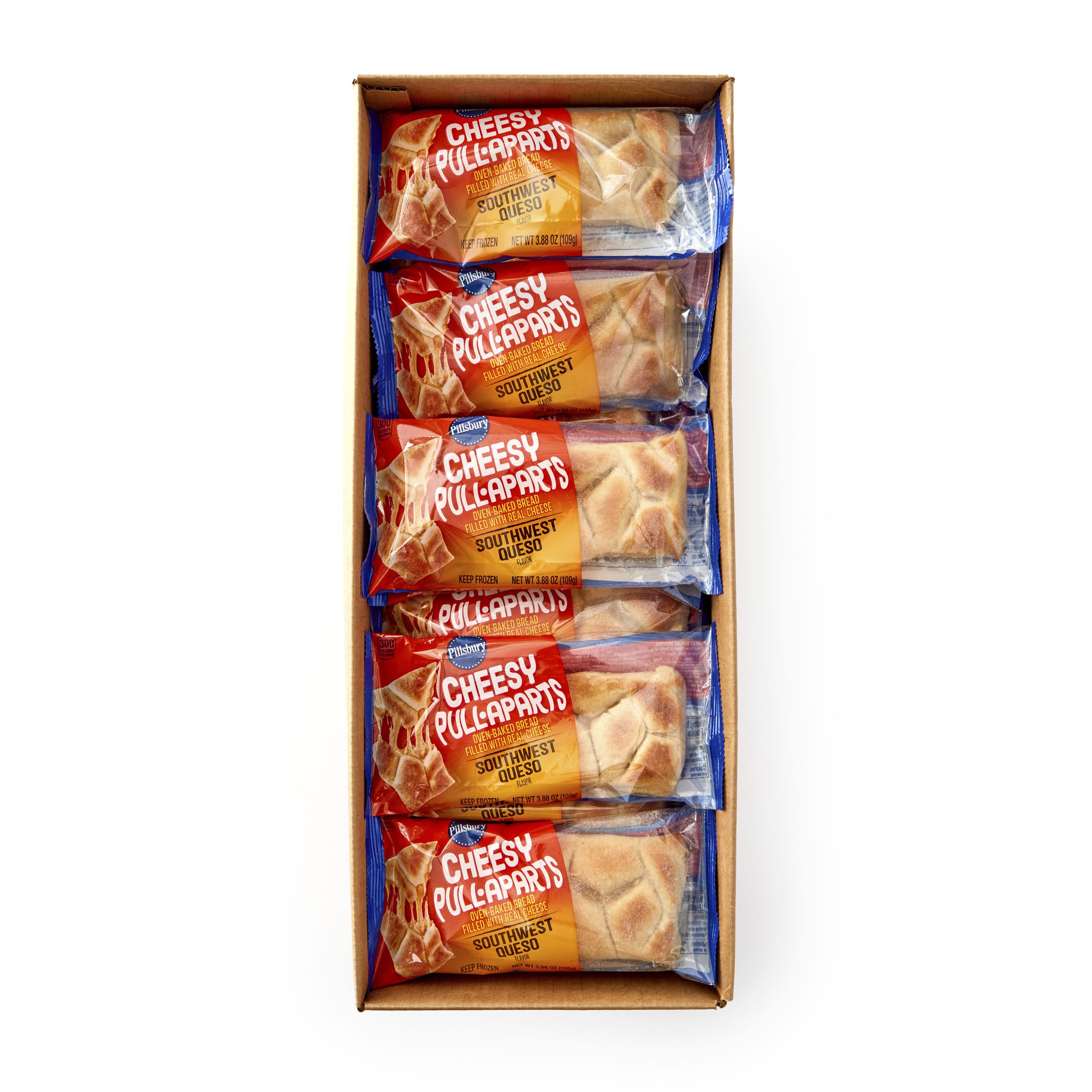  Open Case Pillsbury Frozen Meals Cheesy Pull-Aparts Single Serve Pouch Southwest Queso 72/3.88 OZ