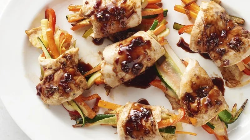 Balsamic-Glazed Cheesy Chicken Rolls