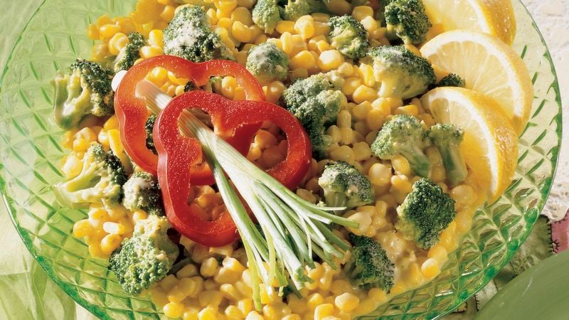Broccoli and Corn in Gingered Curry Cream