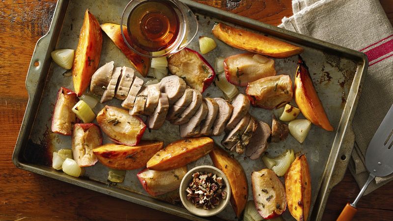 Pork with Sweet Potatoes and Apples Sheet-Pan Dinner