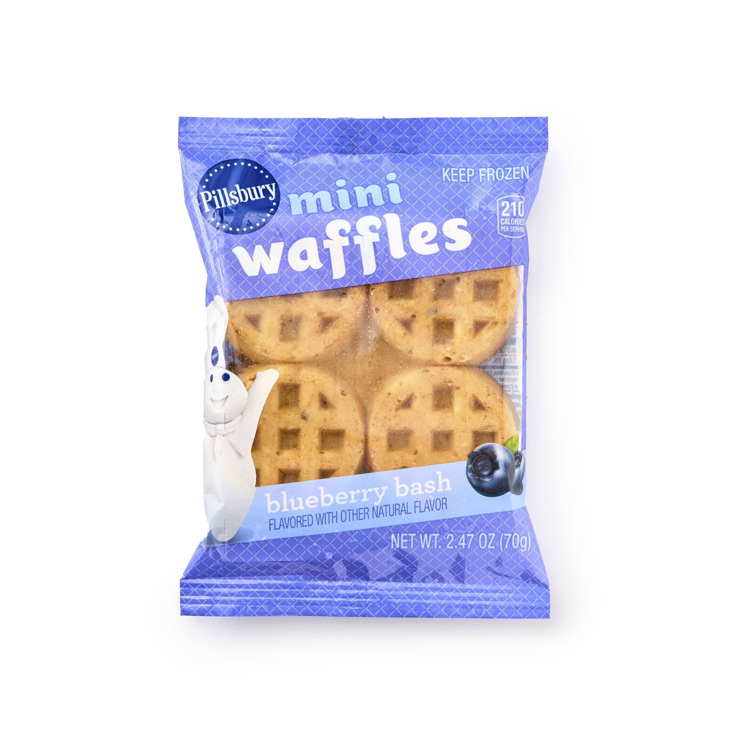  Inner Pack Pillsbury Frozen Meals Mini Waffles Single Serve Pouch Blueberry Bash 72/2.47 OZ