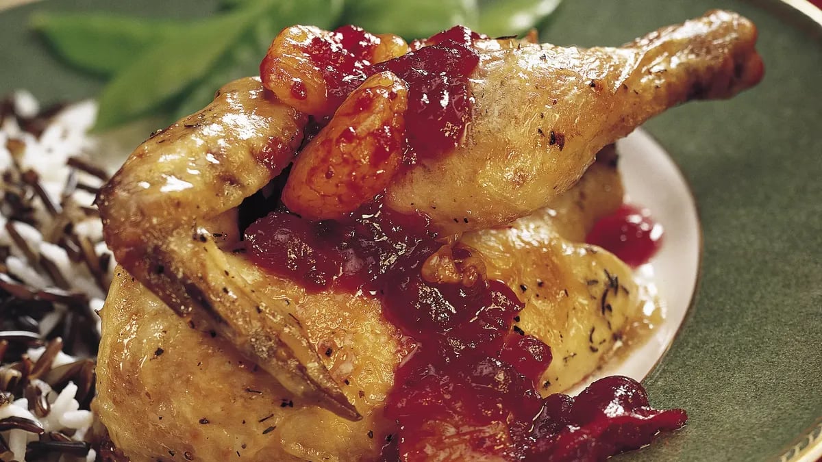 Herb Cornish Hens with Cranberry-Orange Sauce