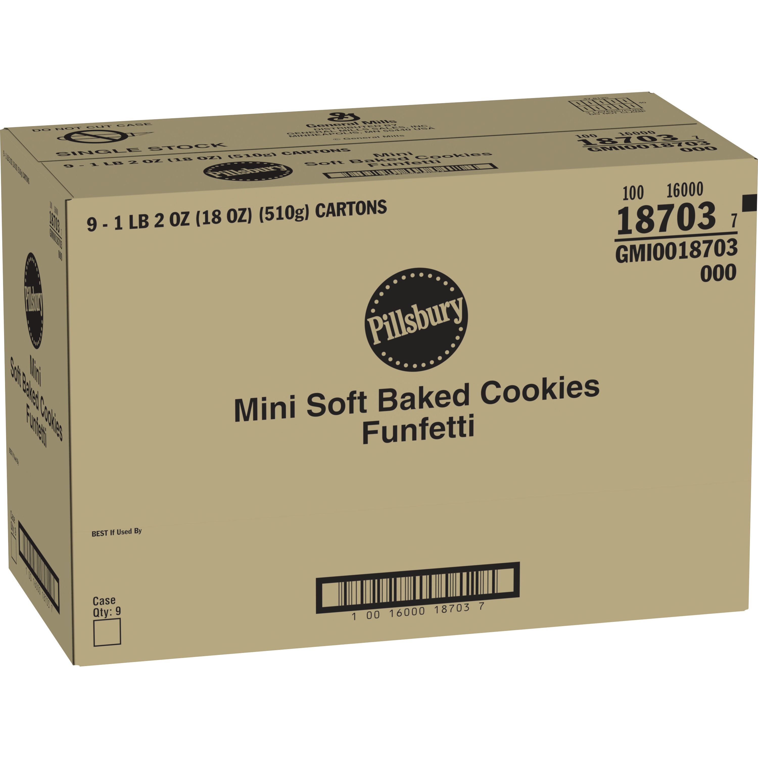 Case - Left Front 3D Pillsbury(TM) Mini Soft Baked Cookies Funfetti (6 ct) 3 oz