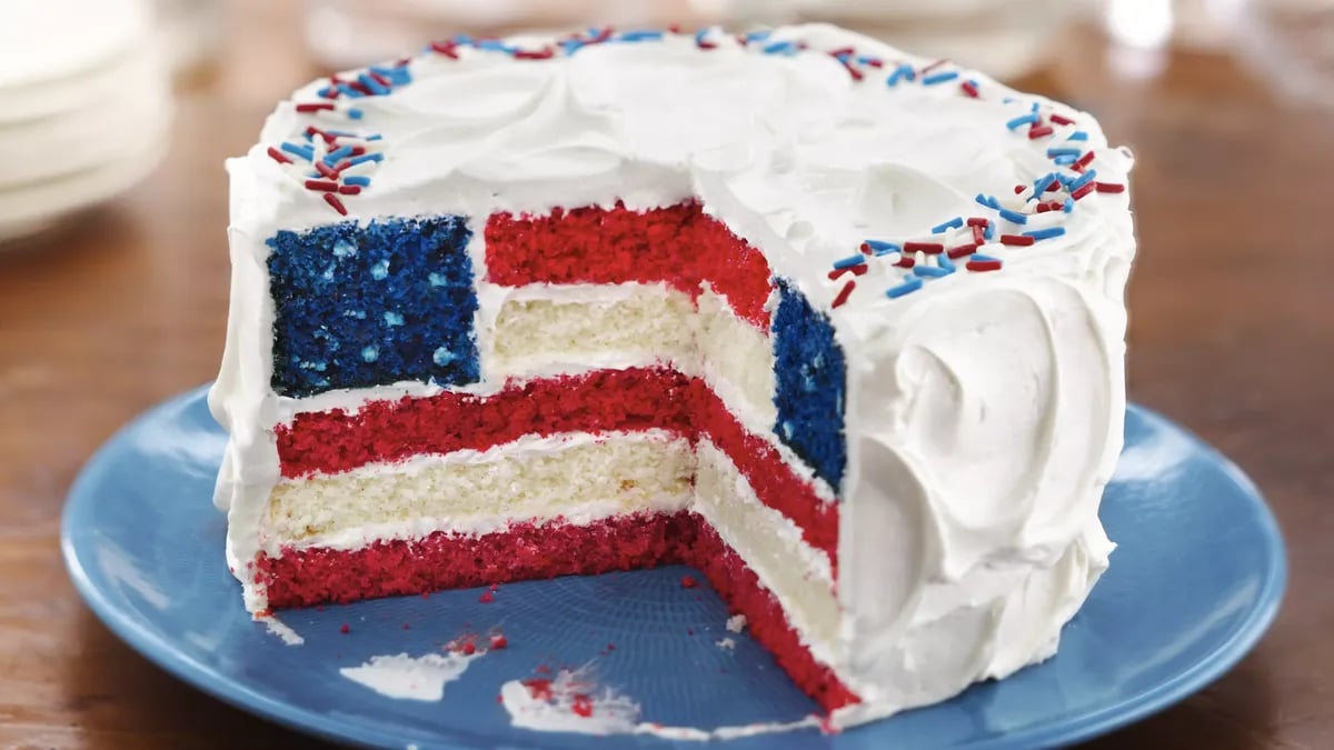 Red, White and Blue Layered Flag Cake