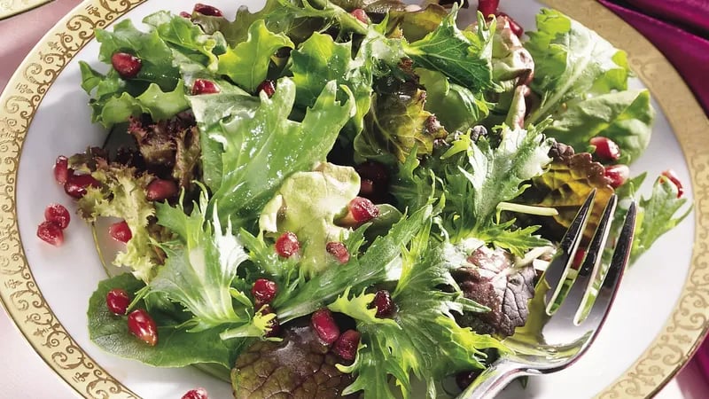 Winter Greens with Pomegranate-Champagne Vinaigrette