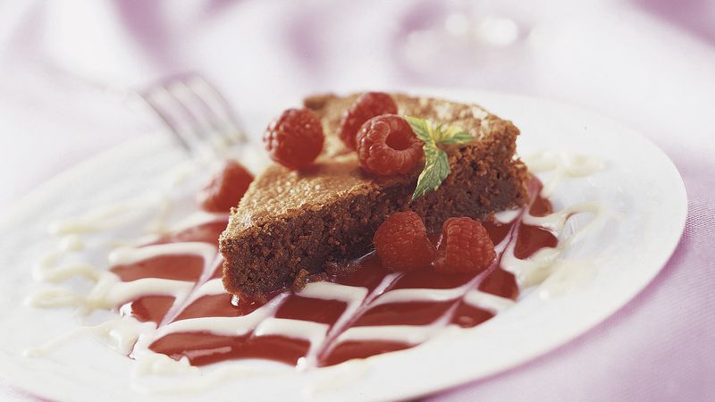 Brownie Torte with Raspberry Sauce
