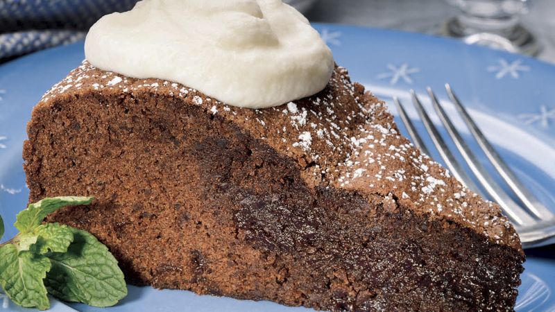 Brownie Soufflé Cake with Mint Cream