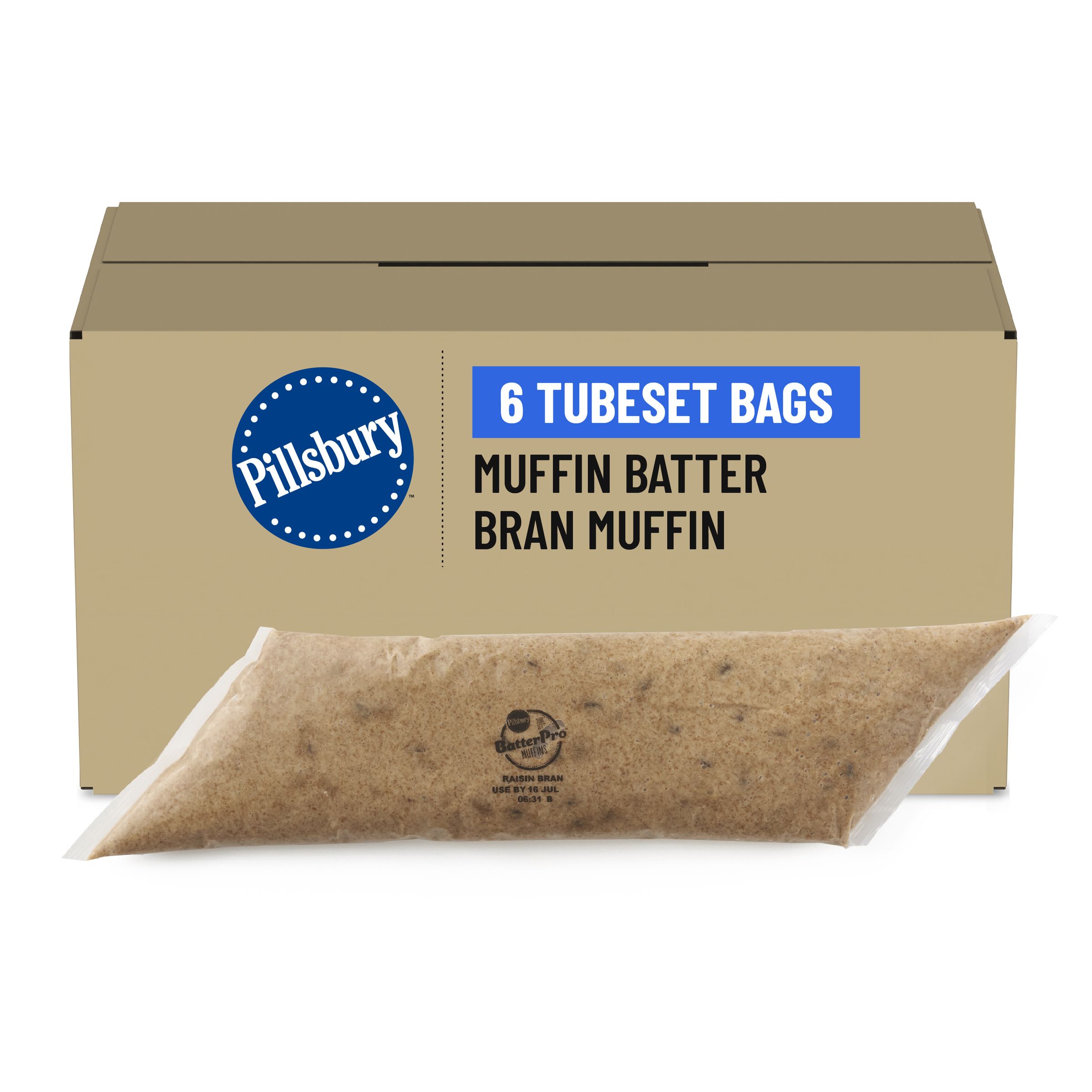  Case Optimized Hero Pillsbury BatterPro Frozen Muffin Batter TubeSet Bran Muffin 6/3 LB