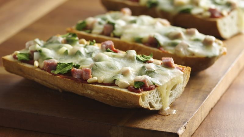 Spinach and Ham French Bread Pizza