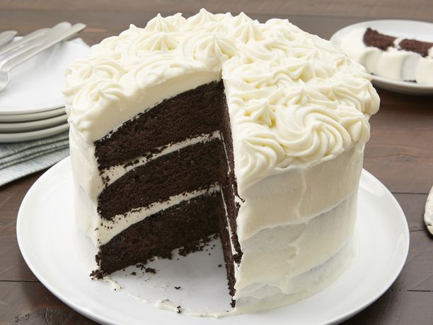 Dark Chocolate Cake with White Chocolate Frosting