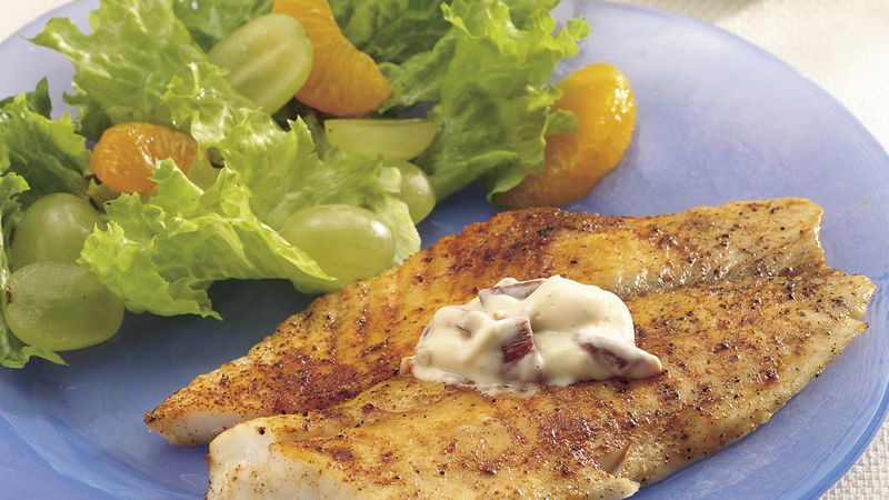 Fish Fillets with Roasted Red Pepper Mayonnaise