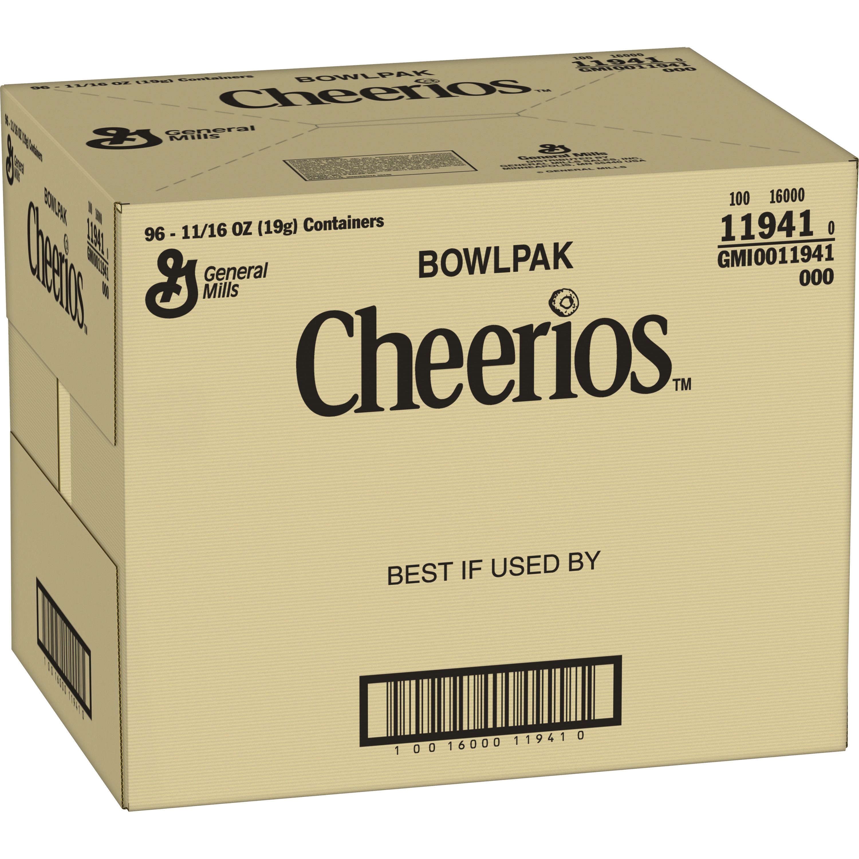 Case - Left Front 3D Cheerios Gluten Free Cereal Single Serve Bowlpak 96/0.69 OZ