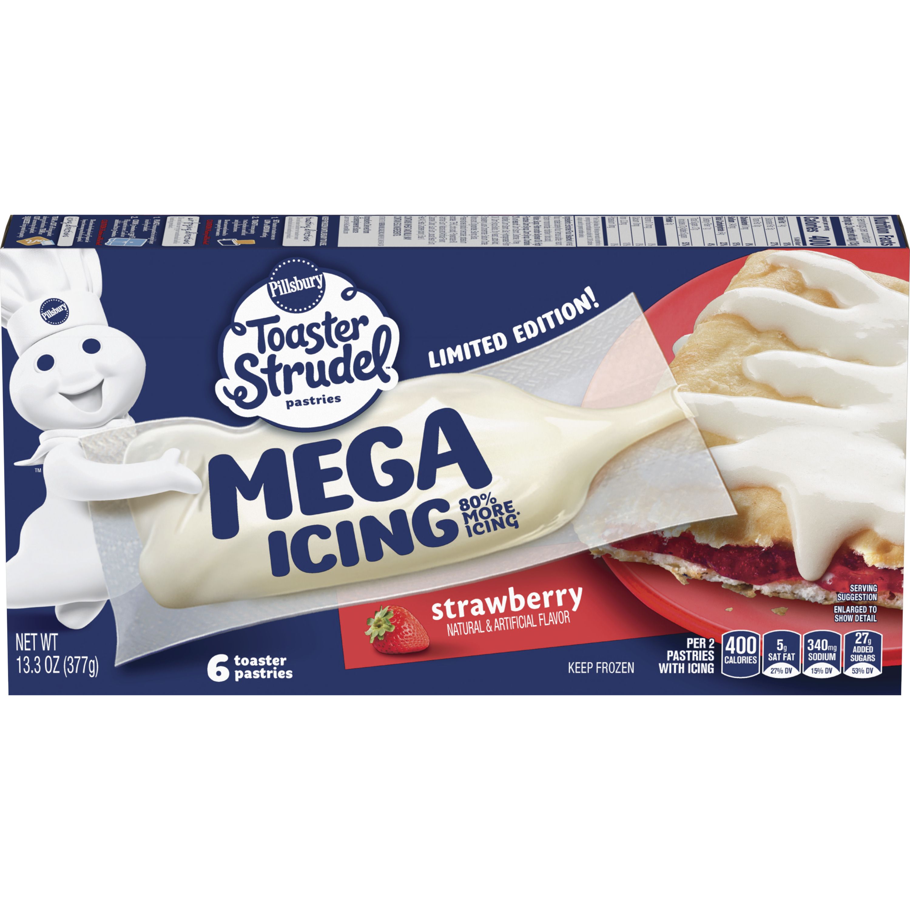 Pillsbury Toaster Strudel, Limited Edition Mega Icing, Strawberry ...