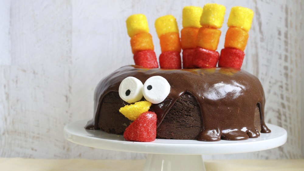 Chocolate-Dipped Marshmallow Turkey Cake Recipe - Tablespoon.com