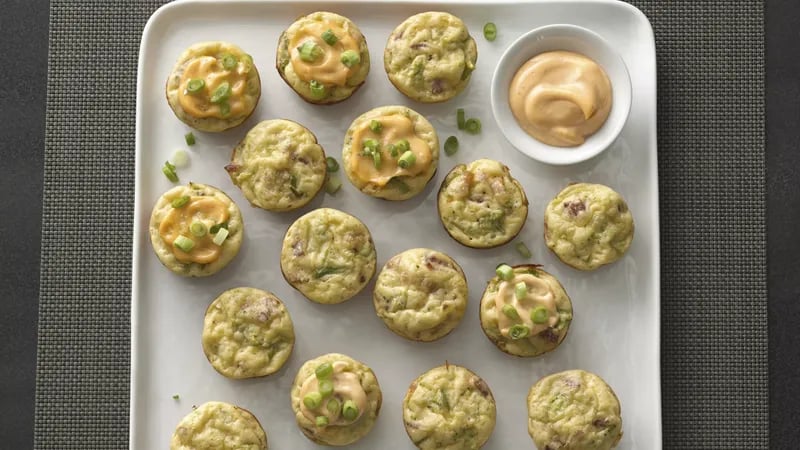 Cheesy Broccoli Puffs with Sriracha Mayonnaise