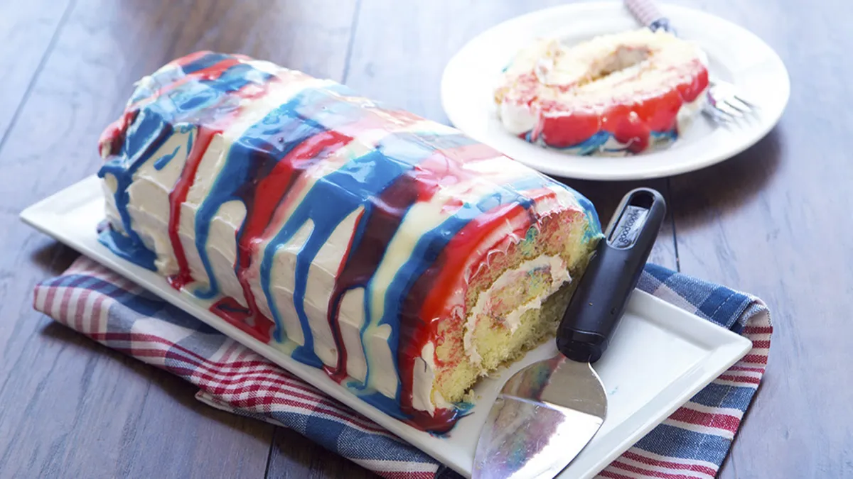 Red, White and Blue Roll Cake