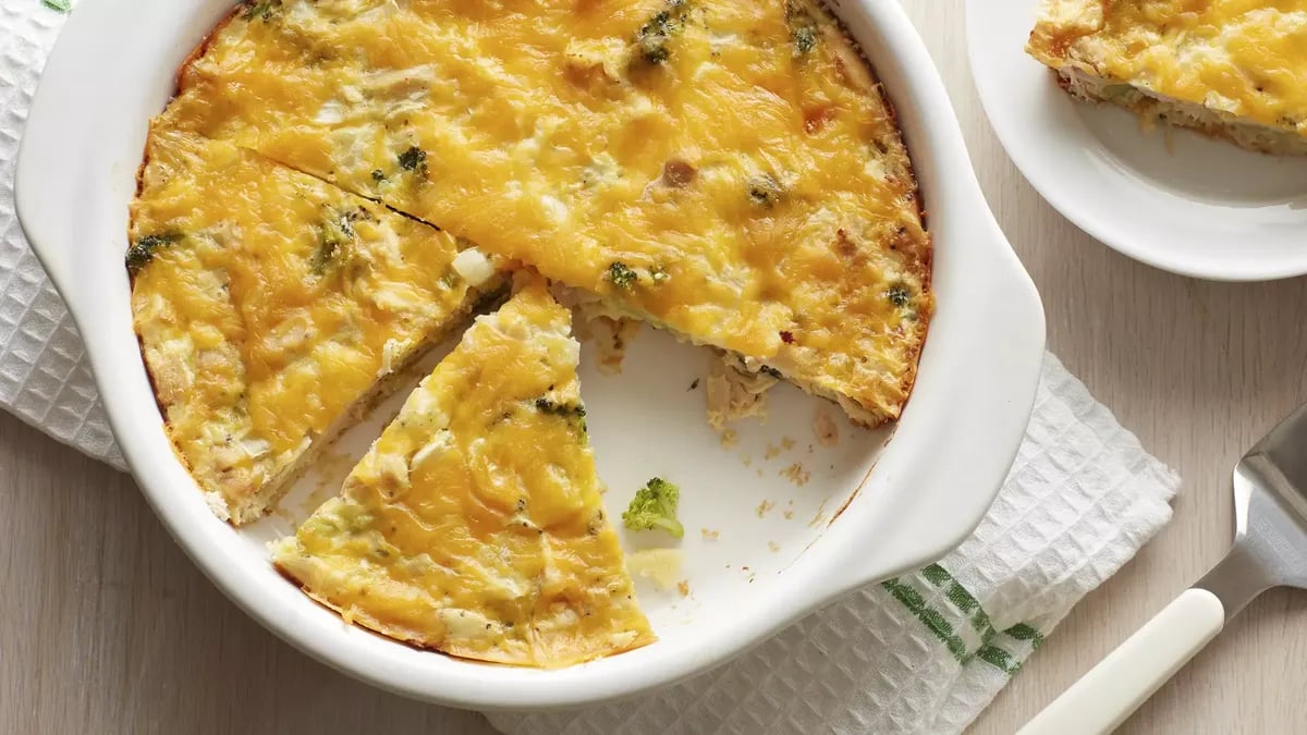 Skinny Impossibly Easy Chicken and Broccoli Pie