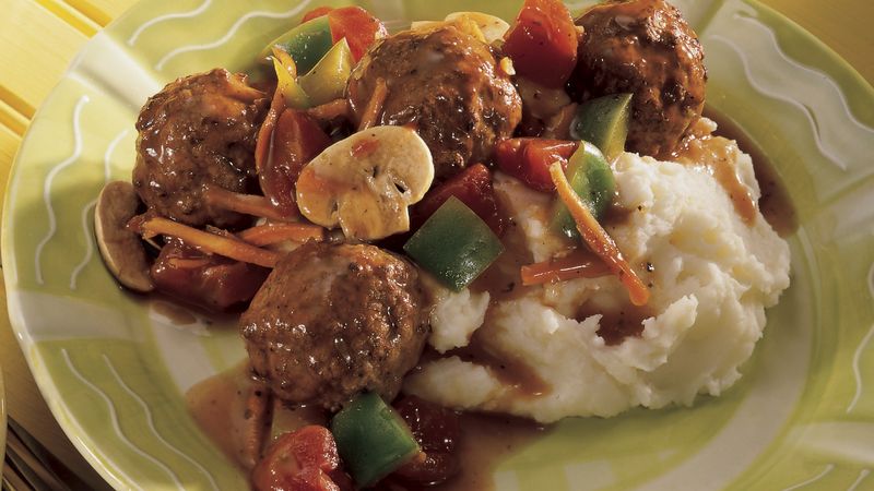 Baked Meatballs with Vegetable Gravy