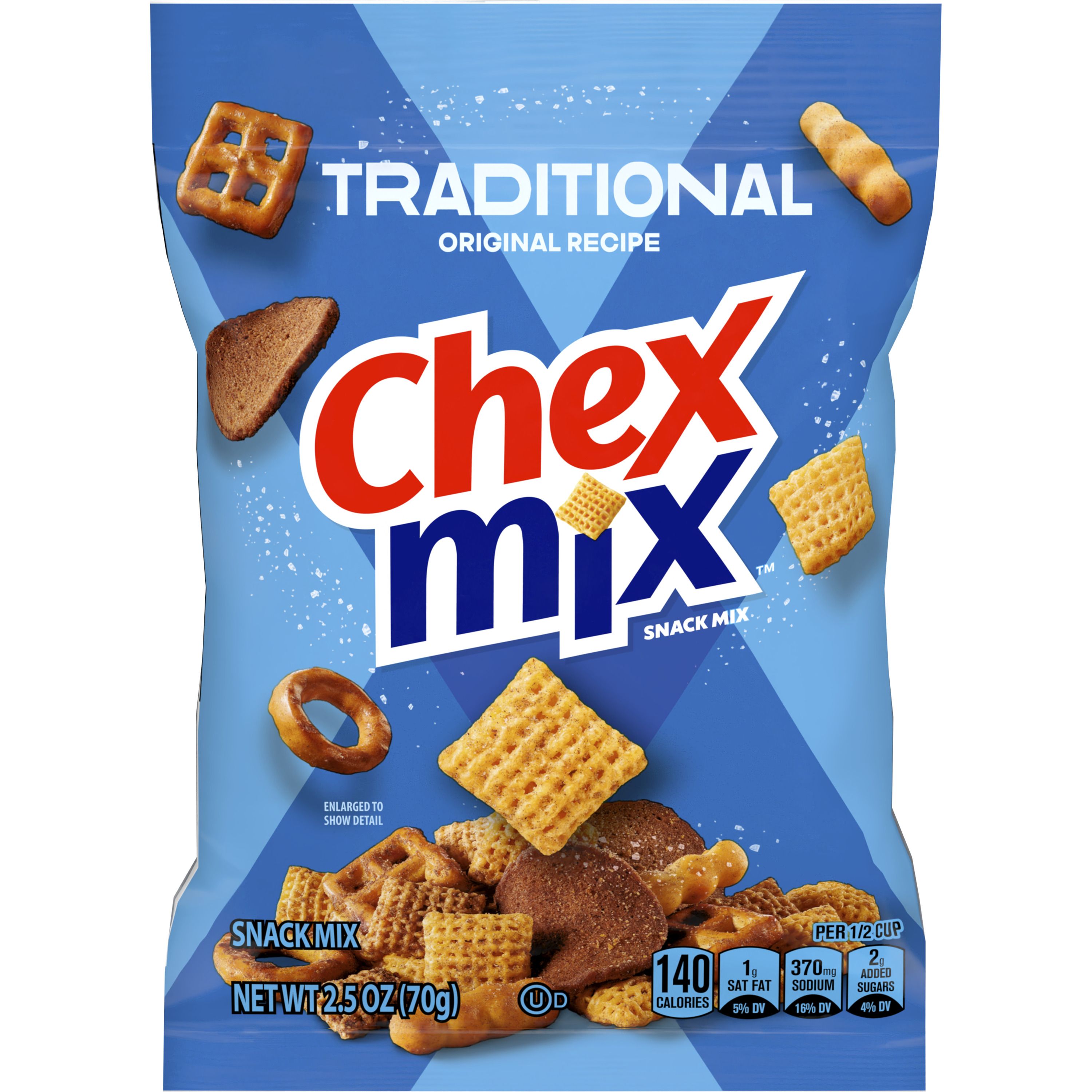 Front - 3D Chex Mix Snack Mix Single Serve Pouch Traditional 36/2.5 OZ