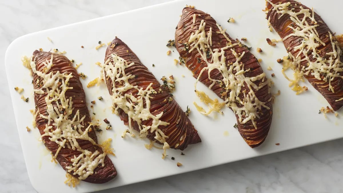 Garlic-Herbed Hasselback Sweet Potatoes