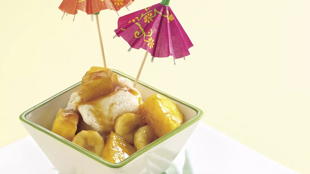 Rum-Caramel Tropical Sundaes