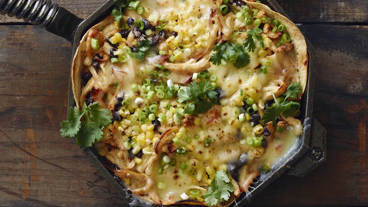 Skillet Chipotle Chicken Enchilada Bake