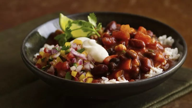 Three-Bean Chili and Rice