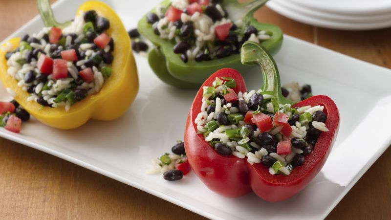 Grilled Black Bean- and Rice-Stuffed Peppers