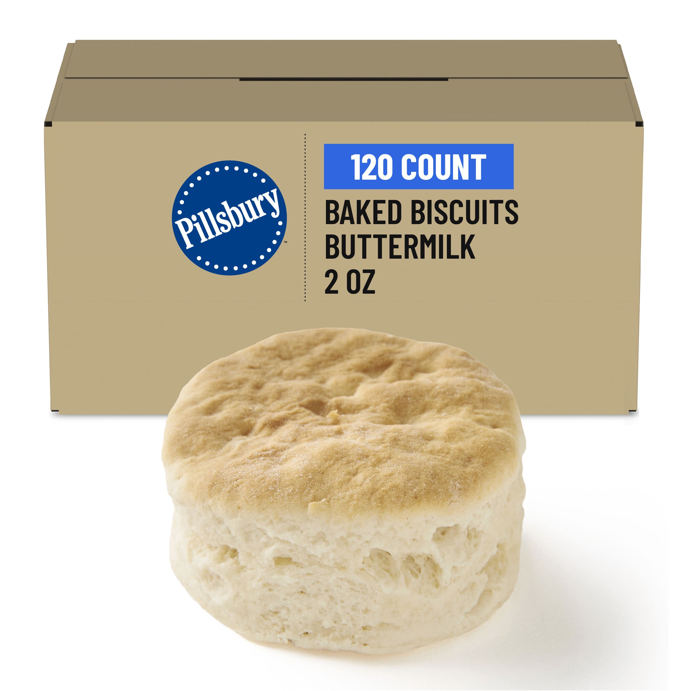  Case Optimized Hero Pillsbury Frozen Baked Biscuits Bulk Buttermilk (120 ct) 2 OZ
