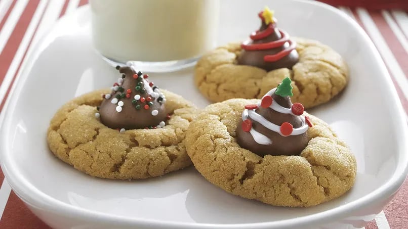 Festive Peanut Butter Blossom Cookies