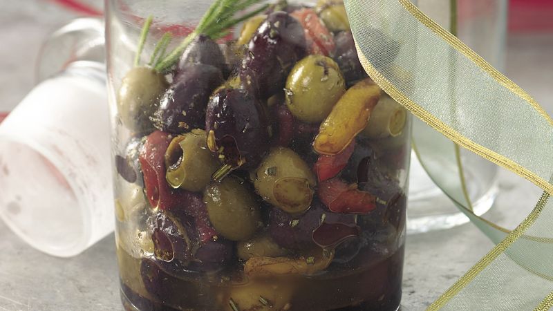 Citrus-Marinated Olives with Roasted Peppers